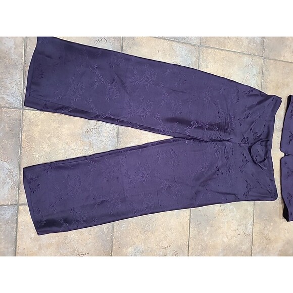 Vintage Y2K Womens 12  Silk Floral Over Coat Jacket & Pants  Suit Purple Fairy - Picture 13 of 16
